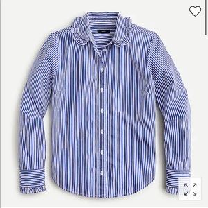 Ruffle collar cotton poplin shirt